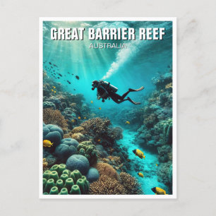 Great Barrier Reef Scuba Diver Postkarte