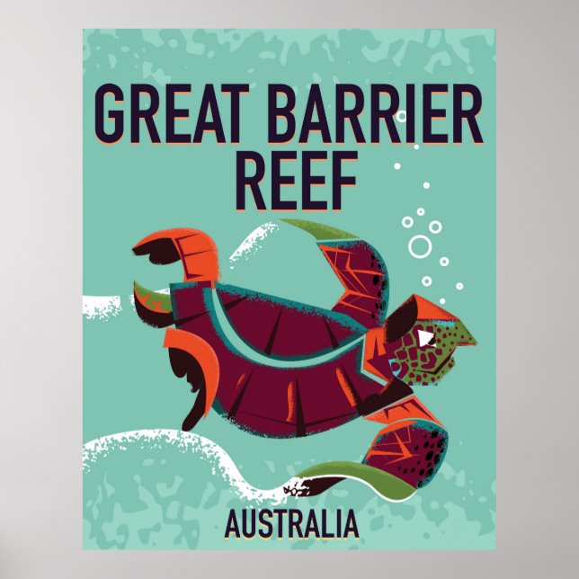 Great Barrier Reef Vintage Reiseplakat. Poster (Vorne)
