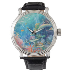 Great Barrier Reef Wasserfarbe Armbanduhr