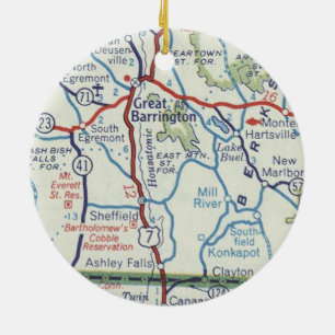 Great Barrington Vintag Map Keramik Ornament
