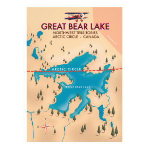 Great Bear Lake, Kanada, Karte Reiseplakatart Fotodruck