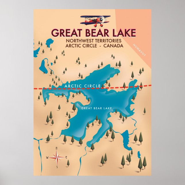 Great Bear Lake, Kanada, Karte Reiseplakatart Poster (Vorne)