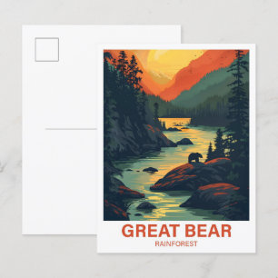 Great Bear Rainforest Kanada Illustration Reise Postkarte