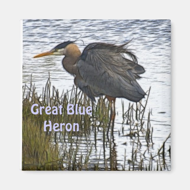 GREAT BLAUE HERON Magnet Geschenke (Vorne)