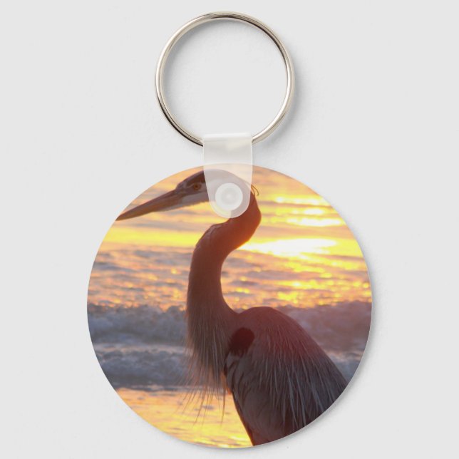 Great Blue Heron at Sunset Schlüsselanhänger (Vorderseite)