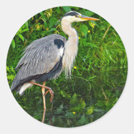 Great Blue Heron Bird Wildlife Foto Runder Aufkleber