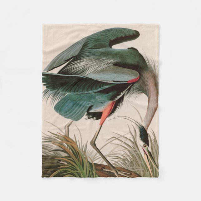 Great Blue Heron Birds of America Audubon Print Fleecedecke (Vorderseite)