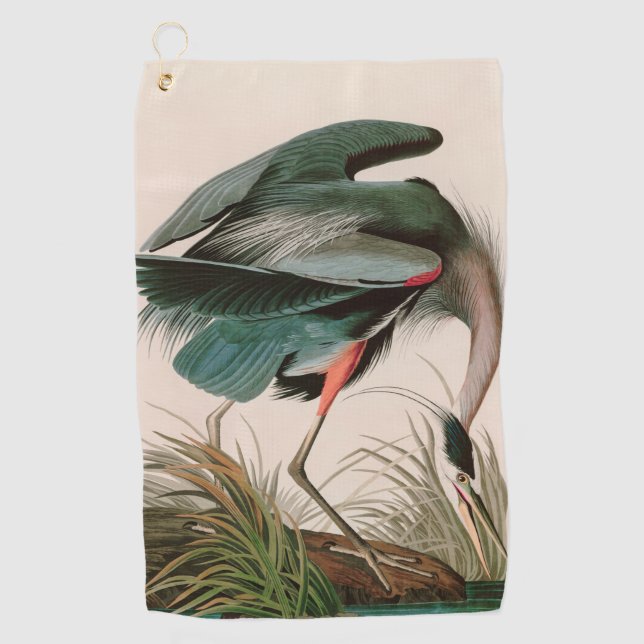 Great Blue Heron Birds of America Audubon Print Golfhandtuch (Vorderseite)
