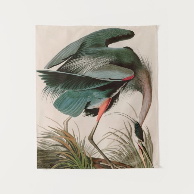 Great Blue Heron Birds of America Audubon Print Wandteppich (Vorderseite)