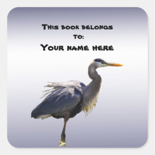 Great Blue Heron Buchzeichen Quadratischer Aufkleber