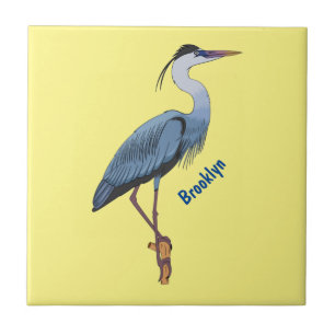 Great blue heron cartoon illustration fliese