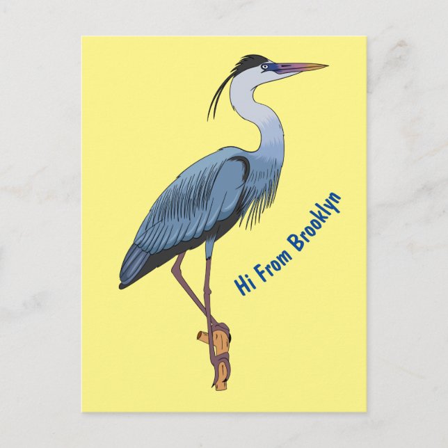 Great blue heron cartoon illustration  postkarte (Vorderseite)
