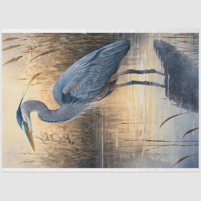 Great Blue Heron Decoupage Seidenpapier (Vorderseite)
