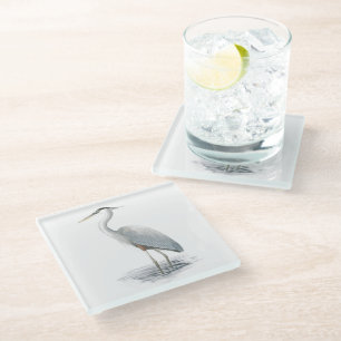 Great Blue Heron Glass Untersetzer