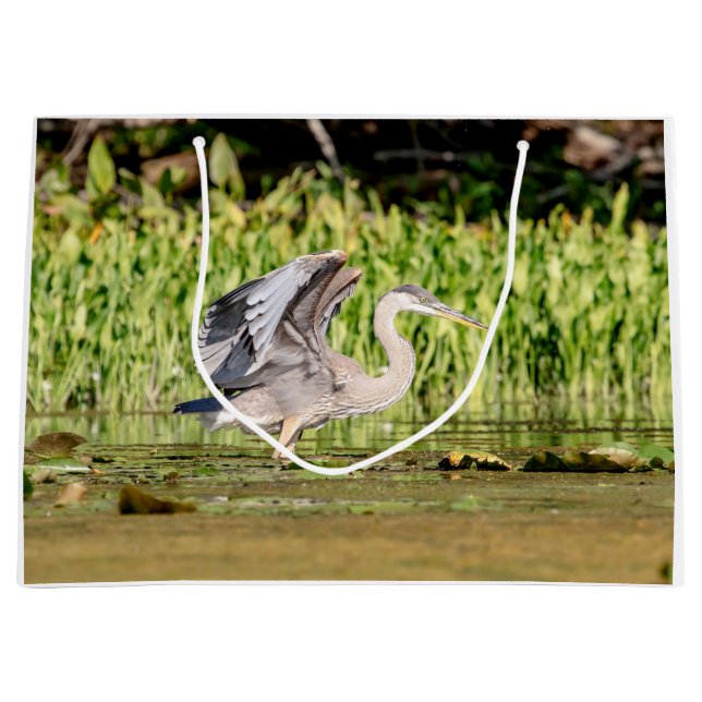 Great Blue Heron Große Geschenktüte (Vorderseite)