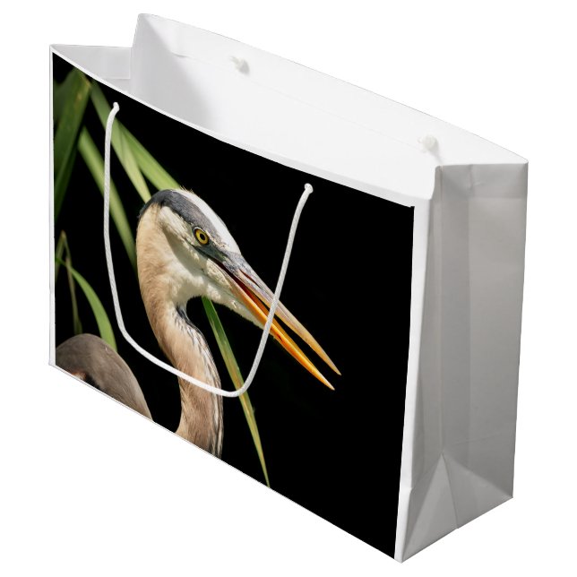 Great Blue Heron Große Geschenktüte (Vorderseite Schrägansicht)