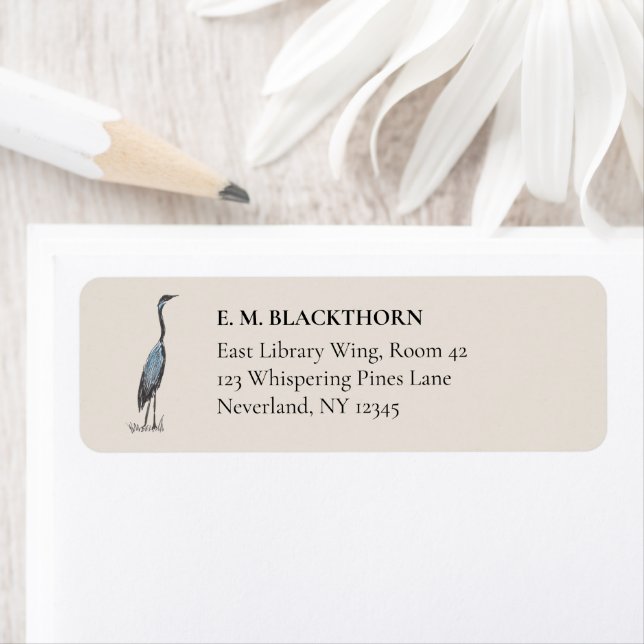 Great Blue Heron Hand-Drawn Victorian Address (Insitu)