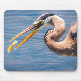 Great Blue Heron Hunt Photo Wildlife Print Mousepad