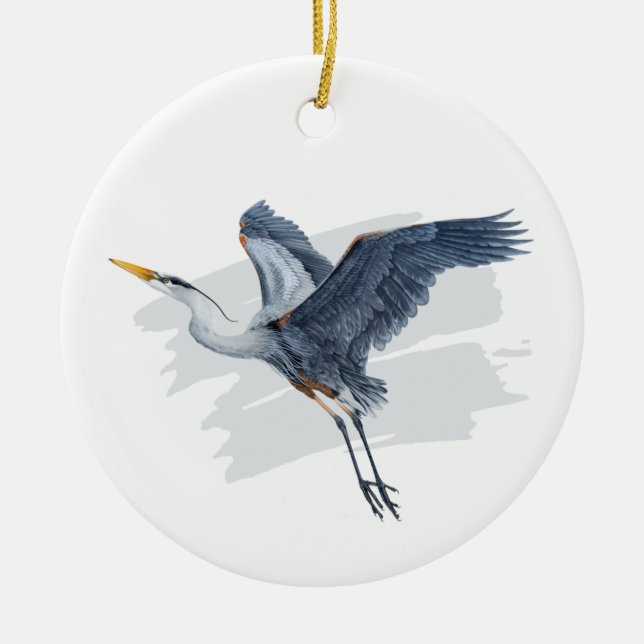 Great Blue Heron in Flight Keramik Ornament (Vorne)