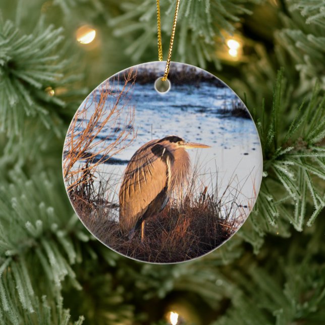 Great Blue Heron Keramik Ornament (Baum)