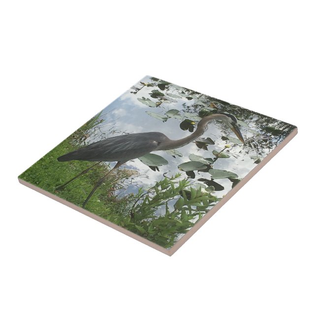 Great Blue Heron Keramik Tile Fliese (Seite)