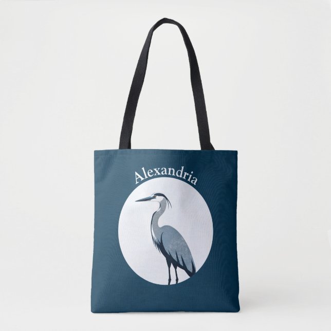Great Blue Heron Logo auf Blau (Vorderseite)