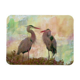 Great Blue Heron Pair Digital Art Flexible Magnet