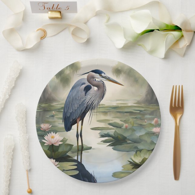 Great Blue Heron Pappteller (Hochzeit)