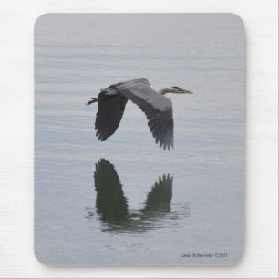 Great Blue Heron Reflection Mousepad