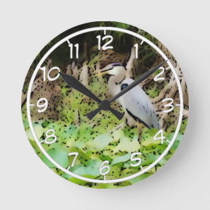 Great Blue Heron Runde Wanduhr