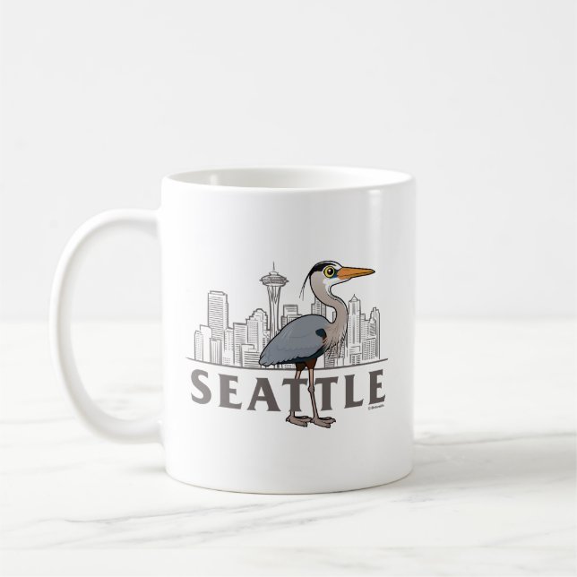 Great Blue Heron Seattle City Bird Kaffeetasse (Links)