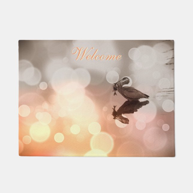 Great Blue Heron Sunrise Reflection Door Mat Fußmatte (Vorderseite)
