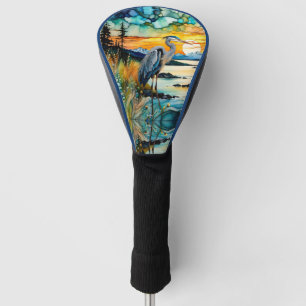 Great Blue Heron Sunset Wildblumen Landschaft Golf Headcover