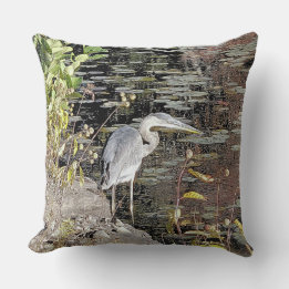 Great Blue Heron Throw Pillow Kissen