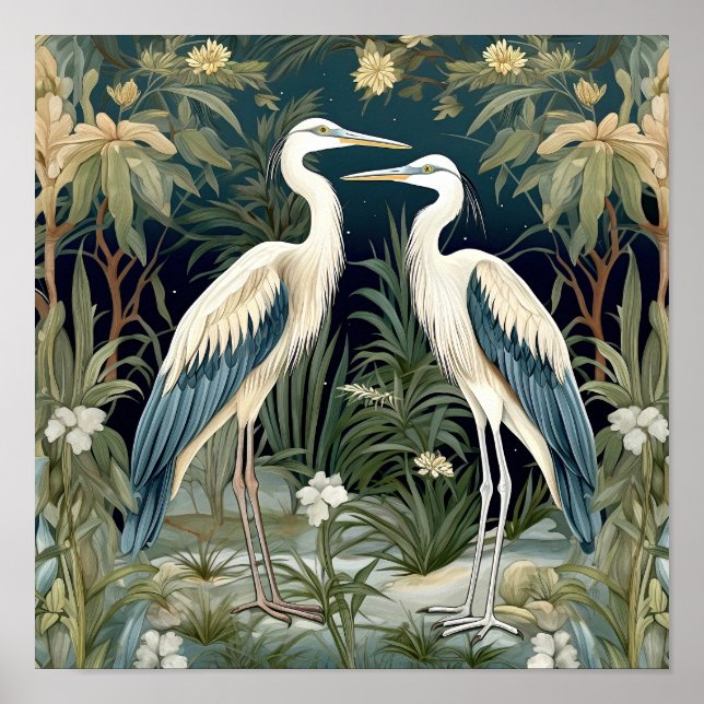 Great Blue Heron Vintag Style Poster (Vorne)
