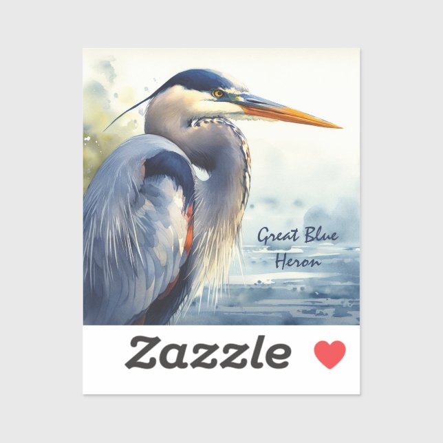 Great Blue Heron Wildlife Wetlands Bird Art Nature Aufkleber (Blatt)