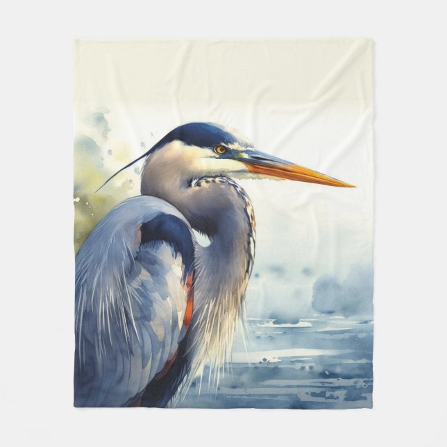 Great Blue Heron Wildlife Wetlands Bird Art Nature Fleecedecke (Vorderseite)