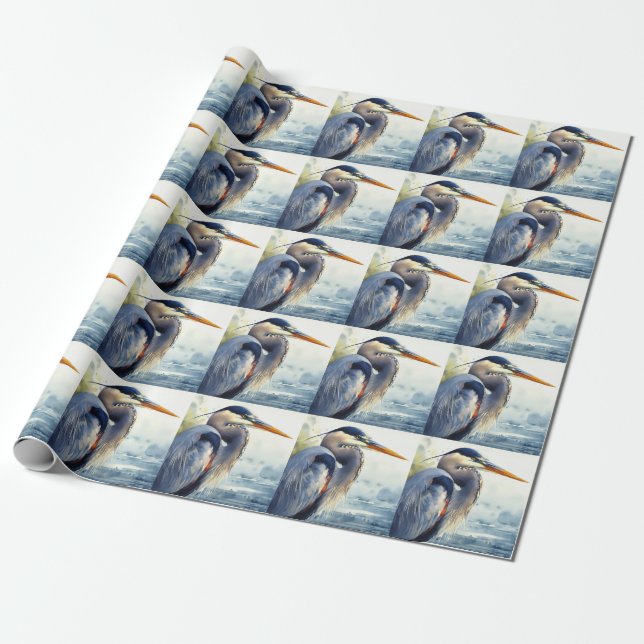 Great Blue Heron Wildlife Wetlands Bird Art Nature Geschenkpapier (Ungerollt)