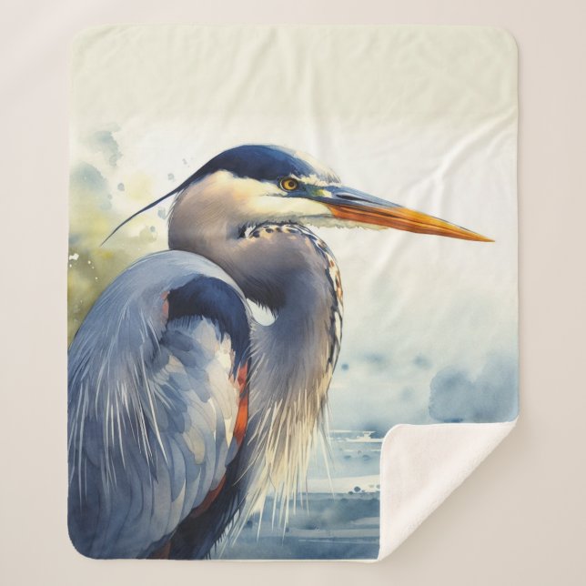 Great Blue Heron Wildlife Wetlands Bird Art Nature Sherpadecke (Vorderseite)