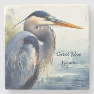 Great Blue Heron Wildlife Wetlands Bird Art Nature Steinuntersetzer