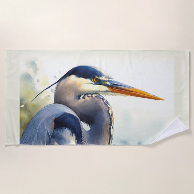 Great Blue Heron Wildlife Wetlands Bird Art Nature Strandtuch (Vorderseite)