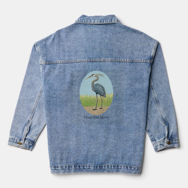 Great Blue Heron Women's Denim Jacket Jeansjacke (Rückseite)