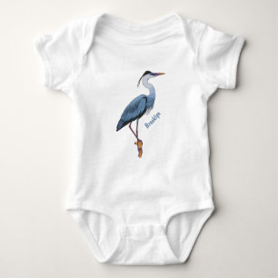 Great blue herone Cartoon Illustration Baby Strampler