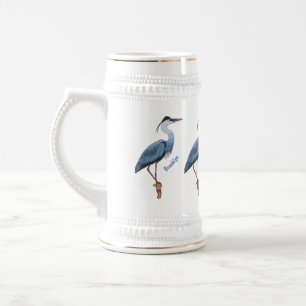 Great blue herone Cartoon Illustration Bierglas