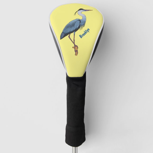 Great blue herone Cartoon Illustration Golf Headcover (Vorderseite)