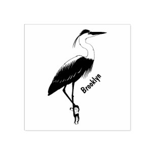 Great blue herone Cartoon Illustration Gummistempel