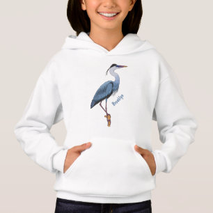 Great blue herone Cartoon Illustration Hoodie