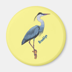 Great blue herone Cartoon Illustration Magnet