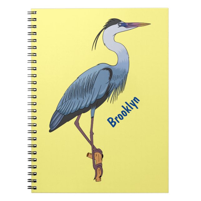 Great blue herone Cartoon Illustration Notizblock (Vorderseite)