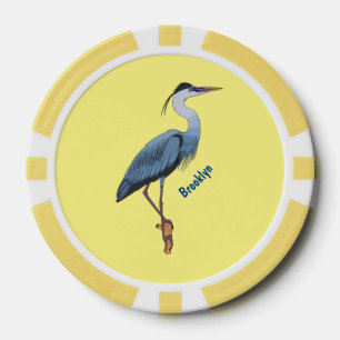 Great blue herone Cartoon Illustration Pokerchips